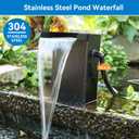POPOSOAP Pond Waterfall Spillway with Pump Kit, 304 Stainless Steel Waterfall with Filtration & 660GPH Pond Pump & 9.8FT Tubing Outdoor Fountain Kit for Garden,Backyard Decor,13.4" H x 8"W-P432