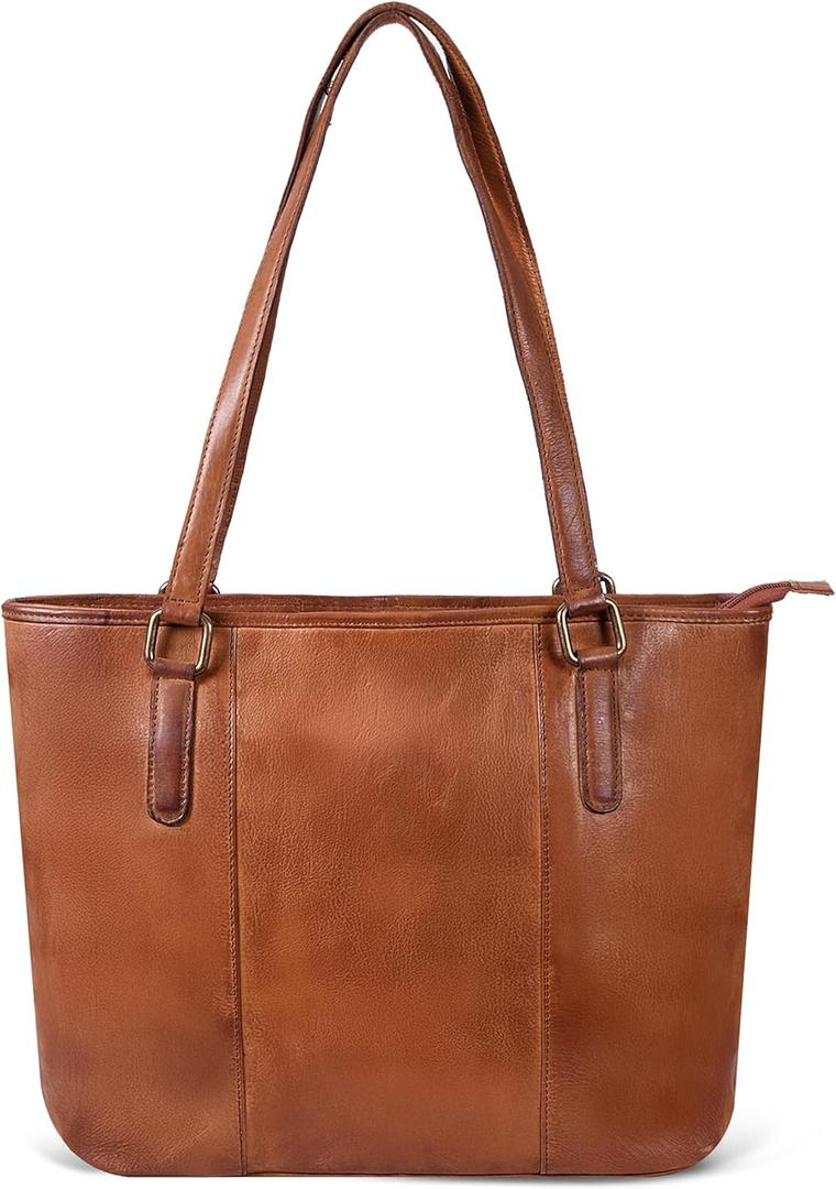 Leather Purse For Women - Real Leather Tote For Women - Ladies Shoulder Handbag For Work, Travel, Casual Use (Tan Washed)