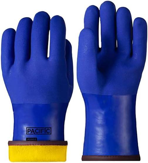 PACIFIC PPE PCV Thermal Insulated Freezer Gloves for Winter, Chemical & Oil Resistant, Waterproof, Men and Women, Blue, Large (Large (Pack of 1))