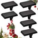 Christmas Stocking Holders for Mantle Set of 6, Heavy Duty Metal Stocking Hooks, Non-Slip Base Stocking Hangers for Xmas Holiday Decorations, Fireplace Christmas Decor Hooks for Home (Black)