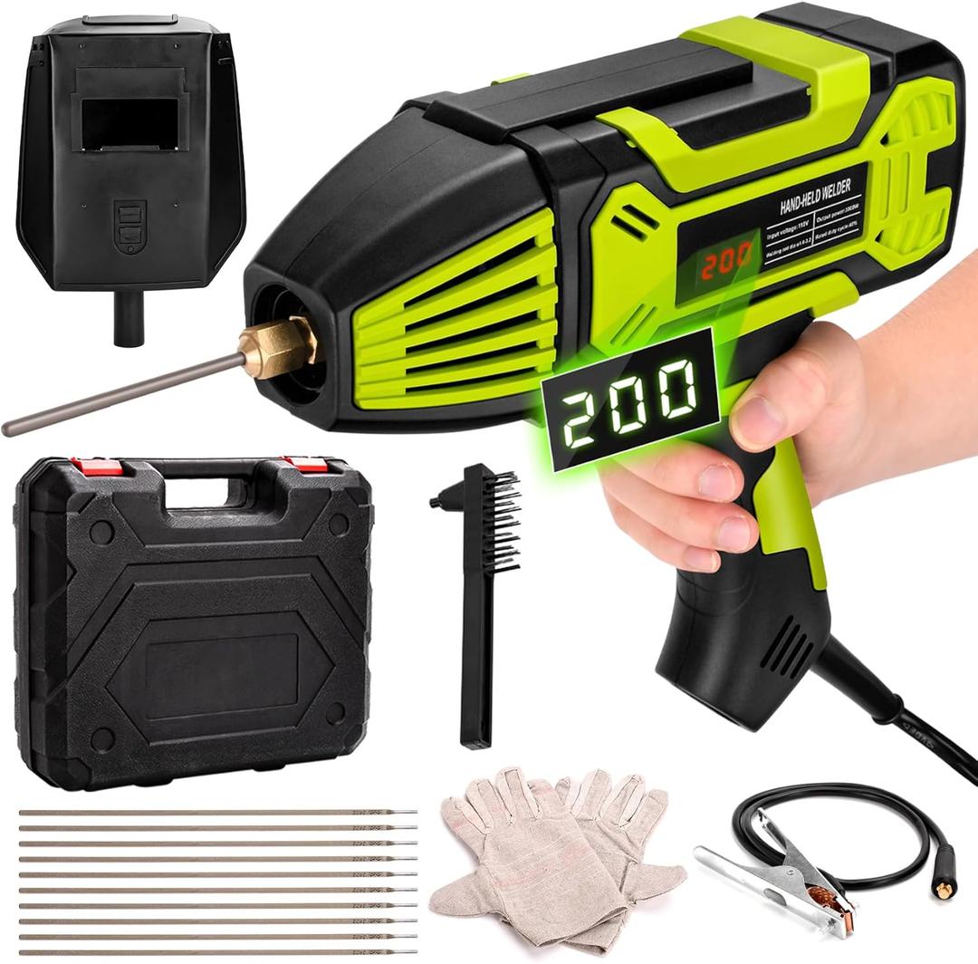 Handheld Welder, 110V Portable Electric Adjustments Welding Machine with Digital Display and IGBT Inverter, for 3/32"-1/8" Welding Rod, 6 Variable Current
