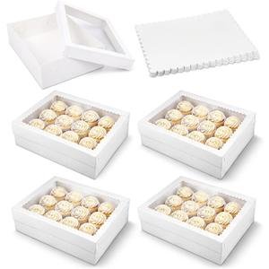 6 Pcs 19x14x5 In Half Sheet Cake Boxes with 6 Pcs Cake Boards