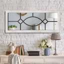 Farmhouse Mirror for Wall Decor: 43.3" x 17.7" Large Rustic Windowpane Mirrors with Wooden Frame- Decorative Entryway Mirror for Living Room/Bedroom/Hallway/Fireplace