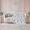 Creative Home Ideas Oversized Plush Throw Blanket 60" x 70", Floral Block Print Blue