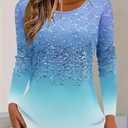 Women's Long Sleeve Shirts Casual Crew Neck Tops Tshirt Basic Tee Fall Fashion Clothes Trendy Outfits, XXL