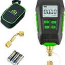 Wisscool Digital Micron Vacuum Gauge 1/4" SAE, Digital Pressure Tester Meter HVAC, Alarm Notice, Temp Compensation, LCD Display, 4 Units