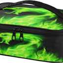 Caikeny Kids Lunch Bag Fire Dragon Green Insulated Reusable Lunch Bag Lunch Box for Women School Office Picnic