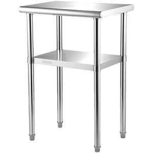 VEVOR Stainless Steel Prep Table, 24 x 18 x 36 Inch, 600lbs Load Capacity Heavy Duty Metal Worktable with Adjustable Undershelf & Feet, Commercial Workstation for Kitchen Restaurant Garage Backyard VEVOR Stainless Steel Prep Table, 24 x 18 x 36 Inch, 600lbs Load Capacity Heavy Duty Metal Worktable with Adjustable Undershelf & Feet, Commercial Workstation for Kitchen Restaurant Garage Backyard