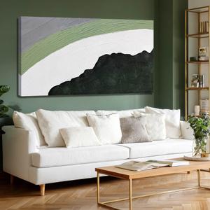 GAIDUOMAI Green Wall Decor Minimalist Wall Art Abstract Art Wall Decor White Painting on Canvas Line Art for Bedroom Dining Room Home 24x48 Inch Ready to Hang