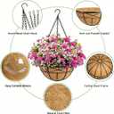 2 Pack 16 Inch Hanging Planters for Outdoor Plants Metal Wire Flower Baskets with Coco Liner & Plastic Saucer Large Deep Hanging Plant Pots for Porch Balcony Garden Dcor