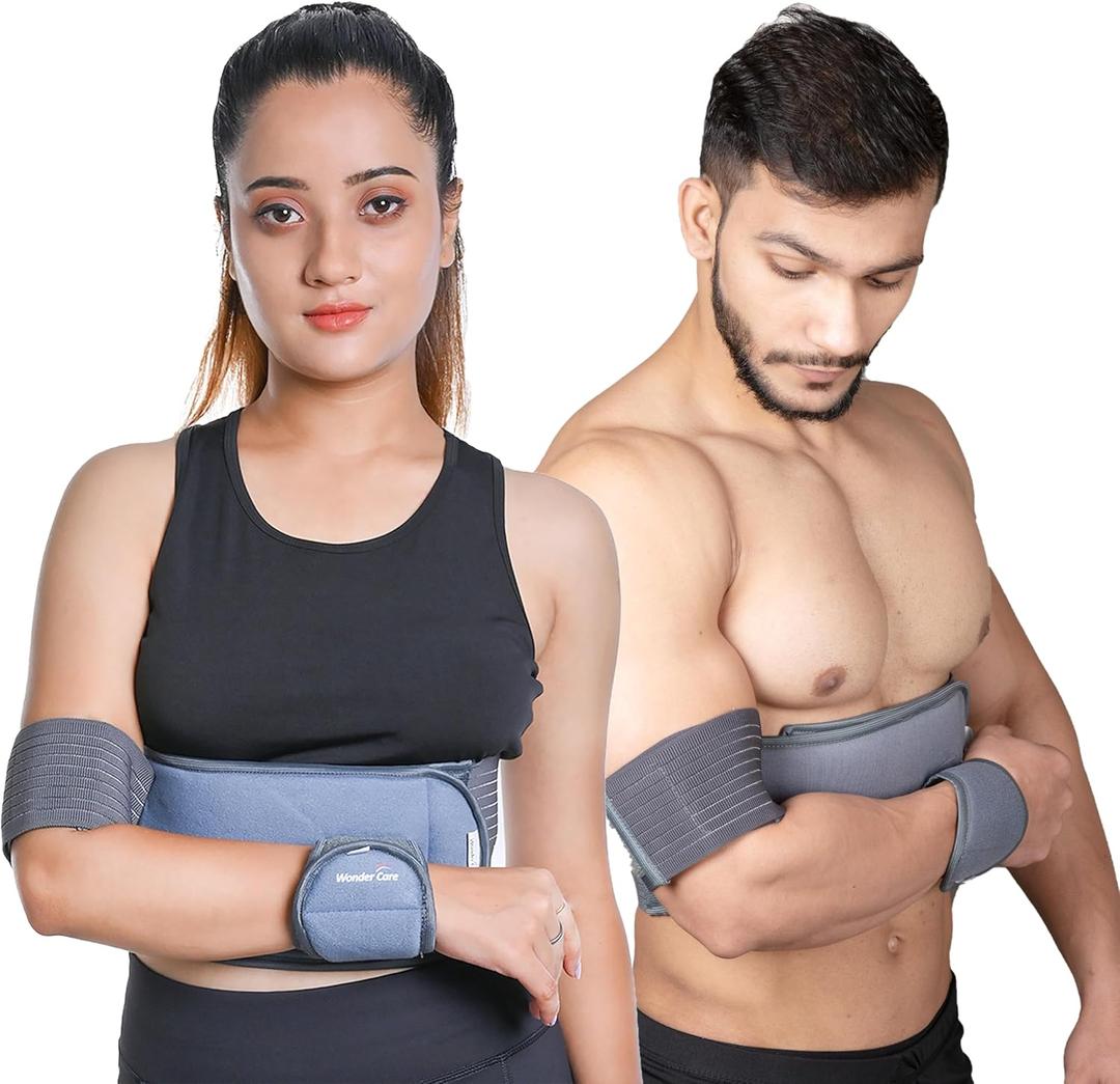 Wonder Care Grey shoulder immobilizer  arm immobilizer | breathable brace elbow | immobilizer shoulder for broken fractured arms, Size-7(58"-62")