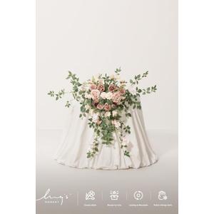 Ling's moment 1PCS Dusty Rose Arch Flowers Artificial Floral Swags Wedding Centerpieces Faux Flower Garland Greenery Arrangements for Engagement Party Sweetheart Table Decor Welcome Signs Wall