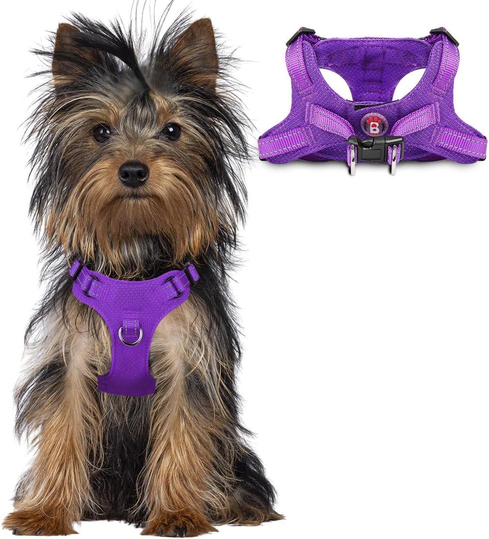 Dog Harness Step in Dog Vest Harness, Reflective Adjustable Puppy No Pull Harness Breathable Soft for Small and Medium Dogs Cats, Purple, XXS