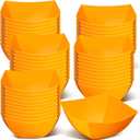 Tanlade 50 Pcs Square Plastic Serving Bowls Disposable Snack Salad Bowl Small Party Candy Bar Containers Taco Bar Serving Dishes for Buffet Chips Fruit (8 oz,Orange)