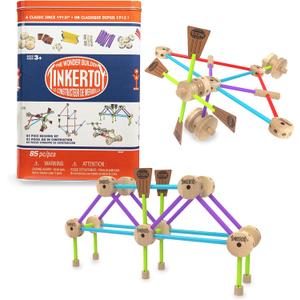 Tinkertoy - Retro Building Set Tin - 85 Pieces