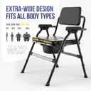 Extra Wide Bariatric Bedside Commode Chair, 600 lb Heavy Duty Portable Toilet for Adults & Seniors, Foldable Commode Chair with Tool-Free Assembly, Enlarged Seat, Bucket & Lid for Elderly Disabled