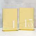 JINMURY Gold Wedding Table Numbers 1-15 with Stands, 5"x7" Gold Mirror Acrylic Table Numbers, Perfect for Wedding Reception, Party, Anniversary, Event