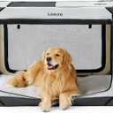 Lesure Collapsible Dog Crate - Portable Travel Kennel for Extra Large Dog, 4-Door Pet Crate with Mesh Windows, Indoor & Outdoor, Light Gray