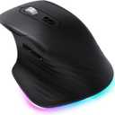 Seenda Wireless Mouse with Thumb Rest, 2.4G Wireless Illuminated Mouse with Mouse Jiggler and Zoom Function, 3200dpi Rechargeable RGB Wireless Mouse for Computer, Laptop, Home Office, Black