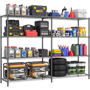 Heavy Duty 4 Tier Adjustable Metal Wire Shelving Units, 4 Tier, 15.7" D x 33.5" W x59.5" H