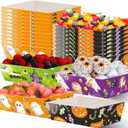 2 x WorldBazaar Halloween Paper Food Trays 60PCS Halloween Serving Trays Disposable Treat Snack Holder Trays Decorations Trick or Treat Party Supplies