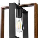 EDISHINE Farmhouse Pendant Light Fixture, Rustic Hanging Light Fixture with Wood Grain and Black Finish, Pendant Lighting for Kitchen Island, Dining Room, Hallway, Adjustable Cord