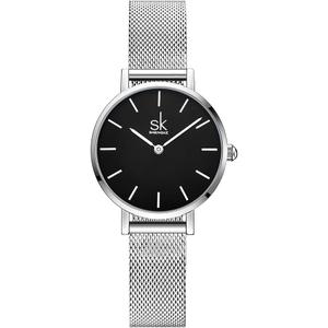 SHENGKE SK Ultra Thin Minialist Women Watches Simple Two Hands Ladies Dress Watch Leather Strap