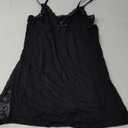 CHICME Women's Lace Trim Side Slit Modal Cami Sleep Dress Loungewear Cute Night Gowns for Women (X-Large, Black)