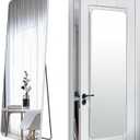 SCWF-GZ 57x20 Door Hanging Full Length Mirror, Floor Stand (Height 5.7ft just Body in1.3ft) Wall Mounted Metal Frame Rectangle Dressing Mirrors for Bedroom Room 57 inch Silver