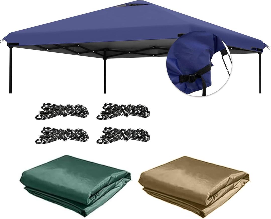 10x10ft Canopy Replacement Top with Air Vent Heavy-Duty, Waterproof, UV-Resistant Pop Up Cover for Straight Leg Tent, for Standard 10x10 Canopy Frames for Outdoor Camping (Blue)
