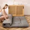MAXYOYO Japanese Floor Mattress Futon Mattress, 4" Thicken Tatami Mat Sleeping Pad Foldable Roll Up Mat Boys Girls Dormitory Pad Kids Floor Lounger Pillow Couch, Charcoal Grey, Full Size
