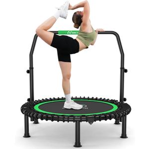 ANCHEER Trampoline, 40" Mini Rebounder Trampoline for Adults/Kids with 4 Level Adjustable Foam Handle,Bungees Fitness Trampoline Indoor/Outdoor, 400LBS Exercise Trampoline for Home, Garden, and Gym (Mint Green)