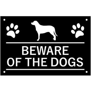 Beware of the DOGS Sign, Bold Black and White, Easy to See Warning, Outdoor Notice, Deterrent Sign