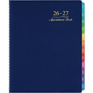 2026-2027 Appointment Book/Planner - Weekly Appointment Book 2026-2027, July 2026 - June 2027, 8.26"x 11.4", Daily/Hourly Planner with Tabs, 15 Minutes, Wirebound - Blue
