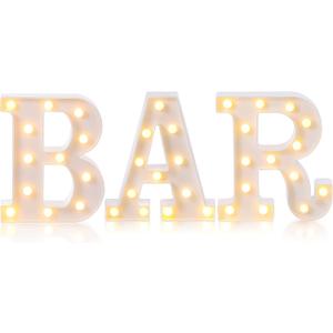 Mudder 3 Pieces Illuminated Marquee Bar Sign LED Letter Light Alphabet Letter Sign Battery Powered Night Light for Home Party Birthday Halloween Christmas Decoration(White)
