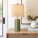 20.25" Small Single Table Lamp for Bedroom Modern Ceramic Nightstand Lamp Farmhouse Bedside Lamp Boho Living Room End Side Table Lamp, Green