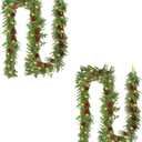 2PCS 9FT Christmas Decorations Cedar Garland, Realistic Soft Pine Wreath, Artificial Green Faux Cedar Pine Garland for Fireplace Mantle Indoor Outdoor Holiday Party Home Decor(2,9FT)