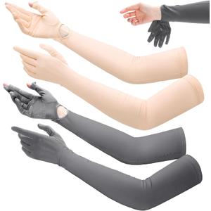 Yahenda 2 Pairs Women UV Long Sun Protection Gloves Touchscreen Arm Sun Driving Gloves UPF 50+ for Outdoor Sports Cycling