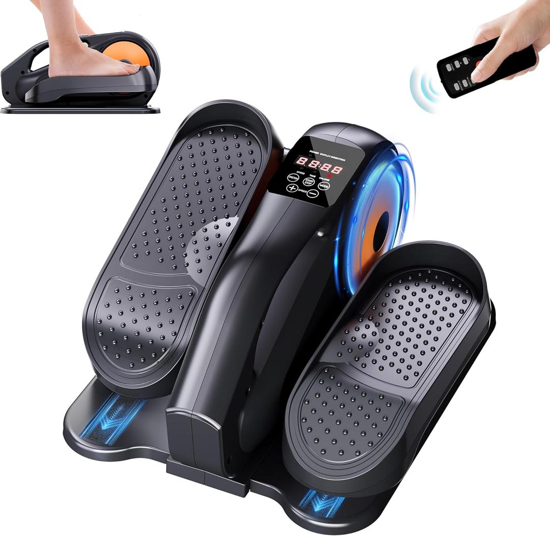 Under Desk Elliptical Machine, Ellipse Leg Exerciser While Sitting for Seniors Adults, Quiet & Portable Fully Assembled Foot Pedal Exerciser at Home with Remote Control, Exclusive Office Silent Mode