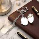 PAGOW 2pcs Lipgloss Holder Keychain Star Keyring, Silver Star Chapstick Holder Key Chain with Mirror, Decorative Y2K Lip Balm Lipstick Keychains Bag Charm Accessories for Purse, Handbags (Silver, S)