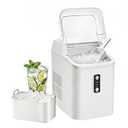 KMFurnila Nugget Ice Maker Countertop, Portable Ice Makers Machine with Removable Basket and Scoop, Self-Cleaning, Quiet, 6-Min Ready, 24lbs in 24Hrs, Visible, for Home, Party, RV, Camping, White