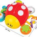 KiddoLab Ladybug Crawling Toy with Fun Sounds, Sliding Rings, Spinning Ball, and Colorful Beads - Develops Cognitive and Motor Skills for 6 Months Plus Babies