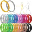 Ferraycle 25 Rolls Wires Colored Aluminum Crafts, 20 Gauge 0.8 mm Metal Artistic Floral Beading Wire for Jewelry DIY Craft Wreath Making (410 Feet,12 Colors)