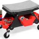 YITAHOME Mechanic Stool 330 LBS with Wheels, Heavy Duty Rolling Mechanics Seat, Rolling Tool Seat for Automotive Auto Repair, w/Fabric-Covered Sponge, Black Red