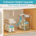 Vtopmart 2 Pack Higher Bathroom Organizer, 2 Tier White Under Sink Organizers Vanity Countertop Storage Container,Cabinet Drawers Bins, Pull-Out Organization with Track for Pantry, Kitchen