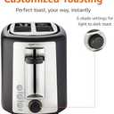 Amazon Basics 2 Slice Toaster, With 6 Browning Settings, Extra Wide Slots For Bagels and Special Breads, Removable Easy-to-Clean Crumb Tray, Cancel/Defrost/Bagel Buttons, 900W, Black & Silver