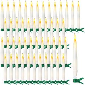 Baquler 50 Pack LED Flameless Taper Candle Lights, Battery Operated Clip on Candles, 3D Wick LED Candlesticks for Christmas Tree Halloween Wedding Window Church Decor, 5.7'', No Batteries
