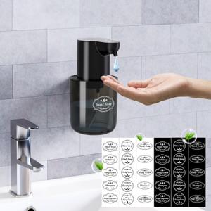 Wall Mounted Automatic Soap Dispenser 13.5oz/400ml Rechargeable Liquid Hand Soap Dispenser Touchless for Dish, IPX5 Waterproof for Bathroom/Kitchen/Washroom, Black