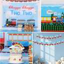 Chugga Chugga Two Two Party Decorations,Train 2nd Birthday Party Supplies, 2nd Birthday Decorations for Boys Include Banner, Tablecloth, Balloons, Cake Topper, Train Birthday Supplies