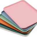KEILEOHO 6 PCS 31 x 22cm Plastic Colourful Fast Food Serving Trays, 6 Color Rectangular Serving Lap Tray, 12 Inch Coloured Cafeteria Serving Tray for Food Serving Home Hotel Restaurant, 6 Colors
